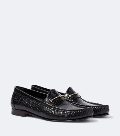 Tom Ford Oscar T-embellished Croc-embossed Leather Loafers In Multi