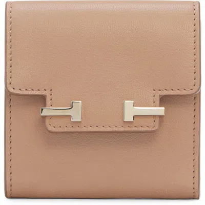 Tom Ford Double T Leather Card Holder In Pink