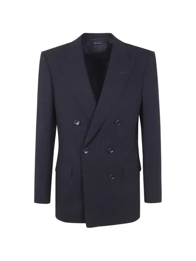 Tom Ford Double-breasted Blazer In Black