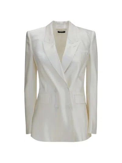 Tom Ford Polka-dot Satin Double-breasted Blazer In Metallic