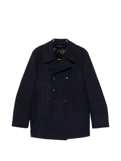 Tom Ford Double-breasted Peacoat In Black