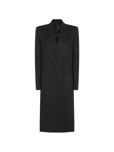 Tom Ford Double-breasted Peak-lapel Coat In Black