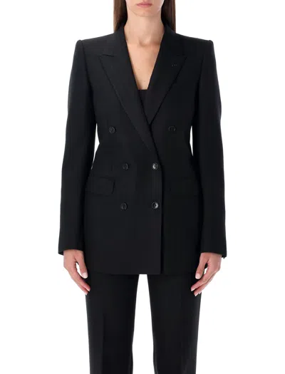 Tom Ford Double-breasted Tailored Jacket Size 40 In Black