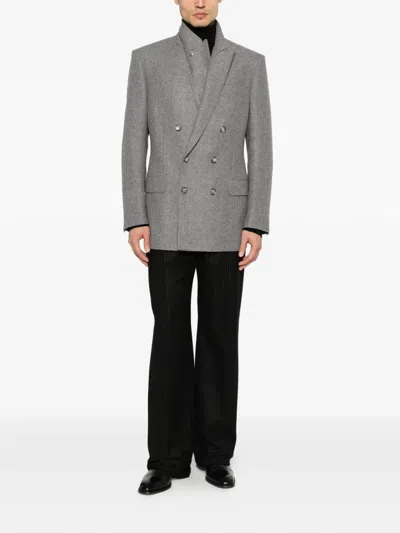 Pre-owned Tom Ford Double-breasted Wool Blazer In Gray