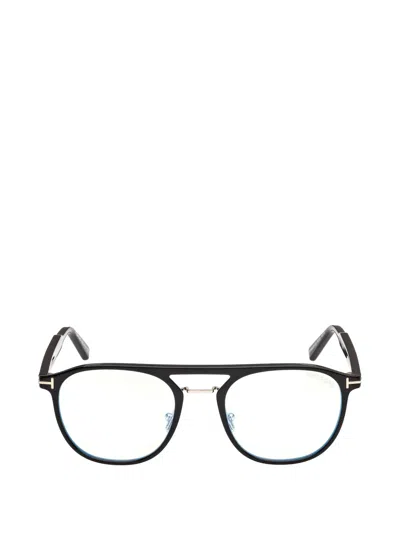 Tom Ford Double-bridge Pilot-frame Glasses In Transparent