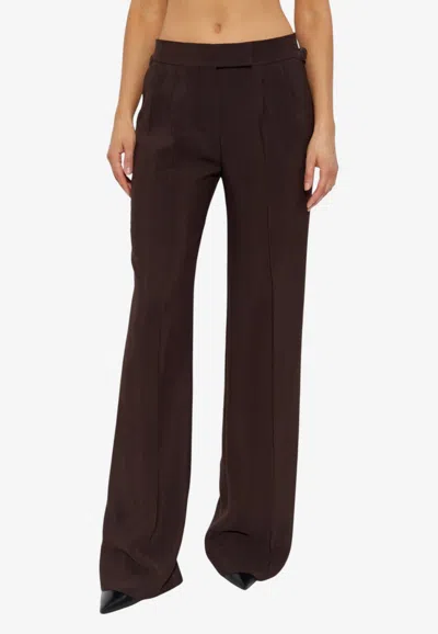 Tom Ford Double-pleat Wide-leg Pants In Brown