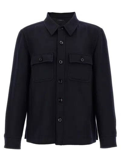 Tom Ford Double-sided Wool And Silk Overshirt In Navy