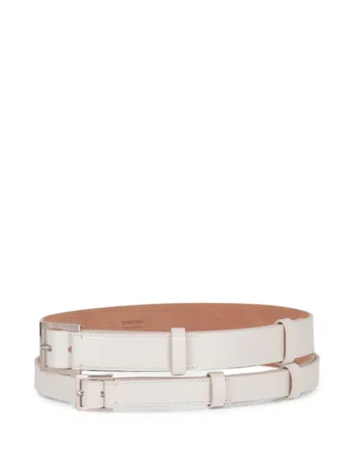 Tom Ford Double-strap Buckle-fastening Belt In White