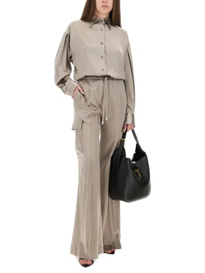 Tom Ford Cargo Pocket Drawstring Elastic Waistband Wide Leg Trousers In Gray