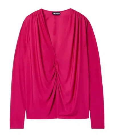 Tom Ford Draped Blouse In Burgundy