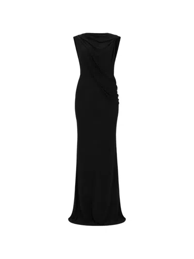 Tom Ford Draped Floor-length Dress Evening Dress In Black