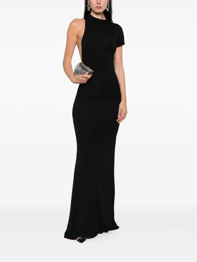 Tom Ford Draped Floor-length Viscose Dress In Black