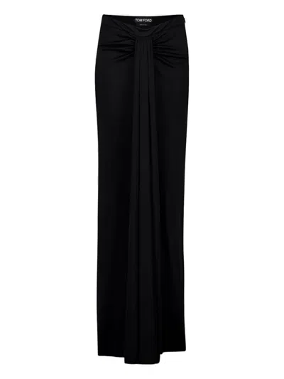 Tom Ford Draped Gathered Maxi Skirt In Black