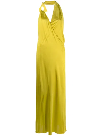 Tom Ford Draped Halterneck Maxi Dress In Green