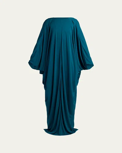 Tom Ford Draped Jersey High-low Caftan Dress In Blue