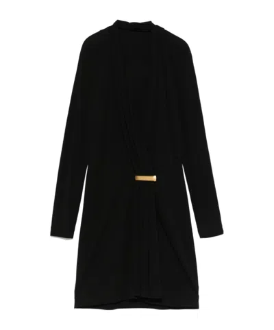TOM FORD TOM FORD V-NECK DRAPED MINI DRESS