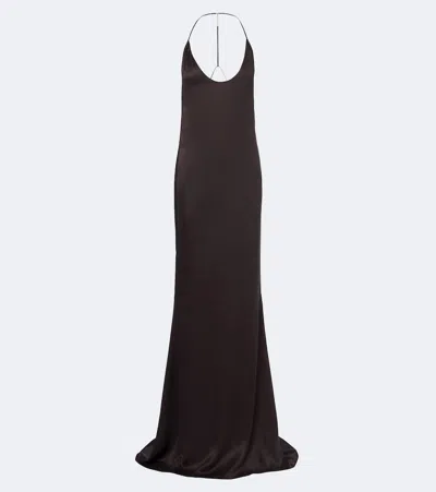 Tom Ford Draped Open-back Silk Gown In Brown