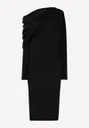 Tom Ford One-shoulder Cashmere And Silk-blend Midi Dress In Black