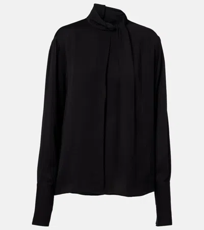 TOM FORD DRAPED SILK SATIN BLOUSE