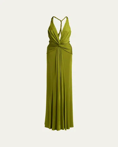Tom Ford Stretch Viscose Jersey Long Dress In Green