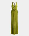 Tom Ford Stretch Viscose Jersey Long Dress In Vivid Char