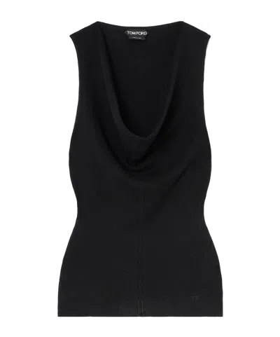 Tom Ford Draped Wool Tank In Black