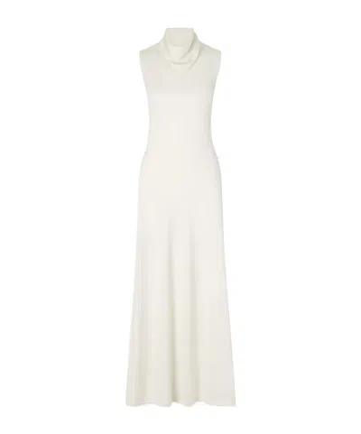 Tom Ford Draped Wool-blend Piqué Maxi Dress In White