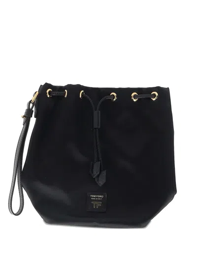 Pre-owned Tom Ford Drawstring Bucket Bag In Black