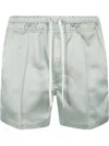 Tom Ford Drawstring Satin Shorts In Green