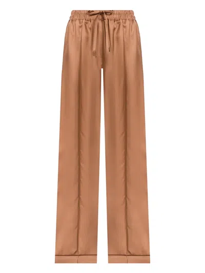 Tom Ford Silk-twill Wide-leg Pants In Brown