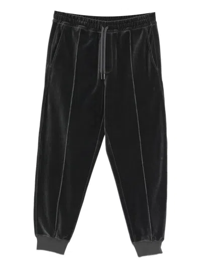 Tom Ford Velvet Joggers Ribbed Cuffs Side Pockets In Black