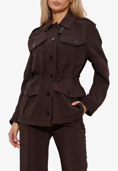 Tom Ford Drawstring-waist Field Jacket With Epaulettes In Brown