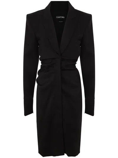 Tom Ford Ruch Tailored Midi Dress In Black