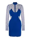 Tom Ford Crepe Mesh-panelling Mini Dress In Blue