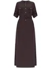 Tom Ford Whitney Chain Stripe Belted Satin Shirtdress In Brown