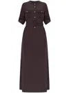 Tom Ford Whitney Chain Stripe Belted Satin Shirtdress In Brown