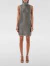 Tom Ford Striped Ribbed Metallic Wool-blend Turtleneck Mini Dress In Champagne