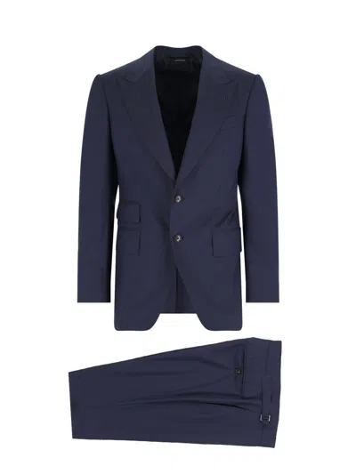 Tom Ford Wool Super 110s Sharkskin Shelton 2-piece Suit In Navy