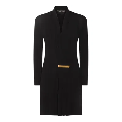 Tom Ford Black V-neck Long Sleeve Cocktail Minidress