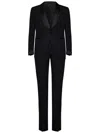Tom Ford Mens Black Shawl-lapel Tapered-leg Master Evening Wool Suit In Black