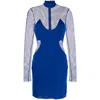 Tom Ford Crepe Mesh-panelling Mini Dress In Blue