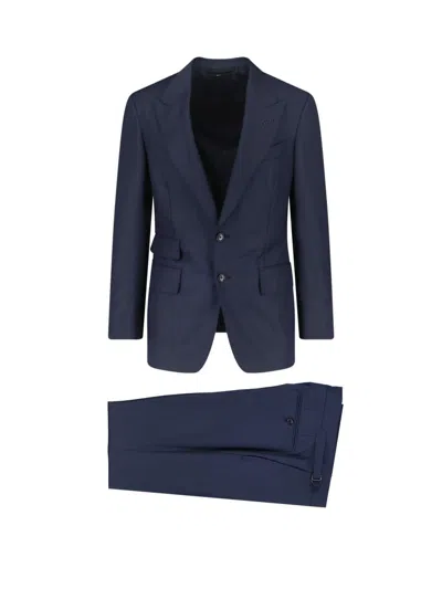 Tom Ford Tailored Suit Notch Lapel Flap Pockets In Blue