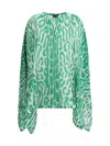 Tom Ford Leopard Print Silk Top In Green