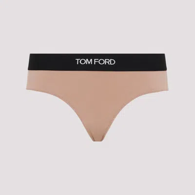Tom Ford Dusty Rose Modal Slip With Logo In Brown