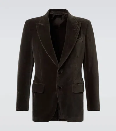 Tom Ford Dyllan Cotton Velvet Blazer In Brown