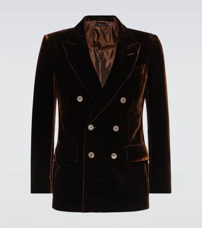 Tom Ford Dyllan Velvet Tuxedo Jacket In Brown