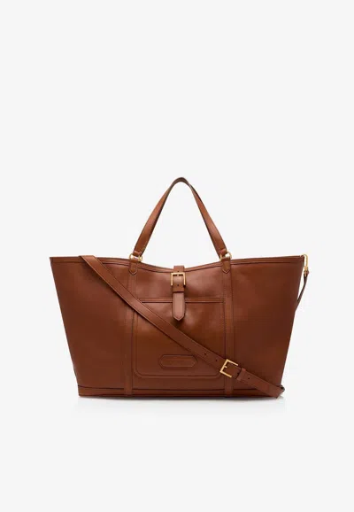 Tom Ford Men's Leather East-west Tote Bag In Cuir