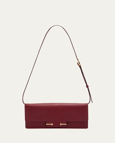 Tom Ford East-west Supple Grain Leather Shoulder Bag In Red