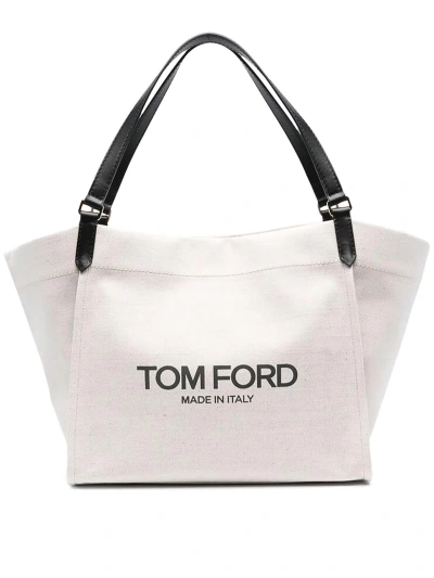 Tom Ford Ecru Black Bag In Light Beige