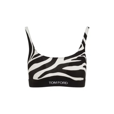 TOM FORD ECRU BLACK VISCOSE BRA